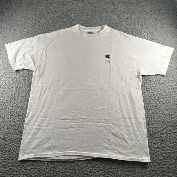 Vtg Apple Macintosh T-Shirt Mens XL White Graphic Back Print 90s Hanes Rare - Picture 2 of 12